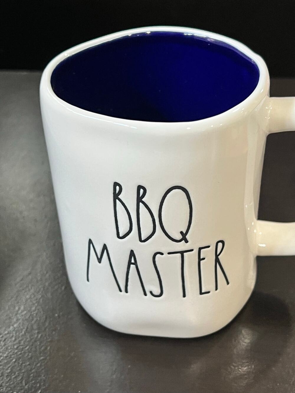 Rae Dunn BBQ Master Mug Cobalt Blue Interior 16 oz New